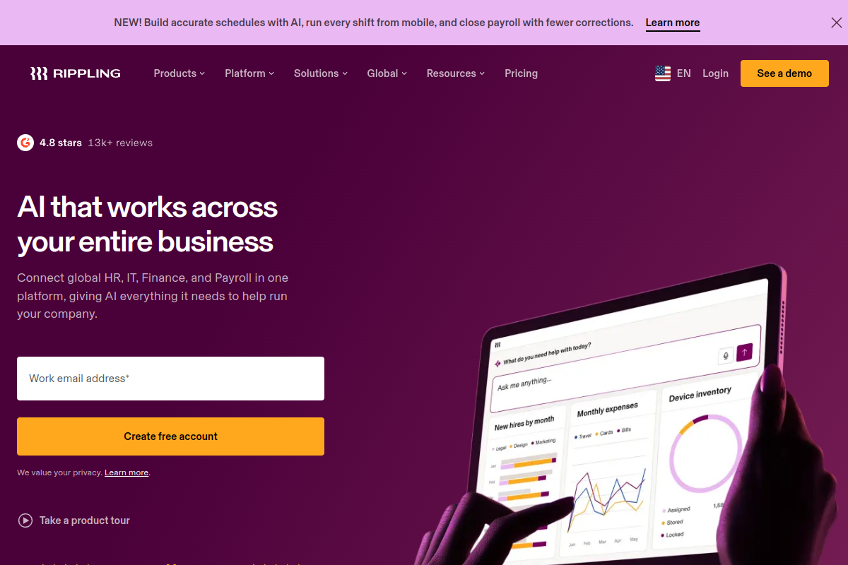 Screenshot of rippling.com