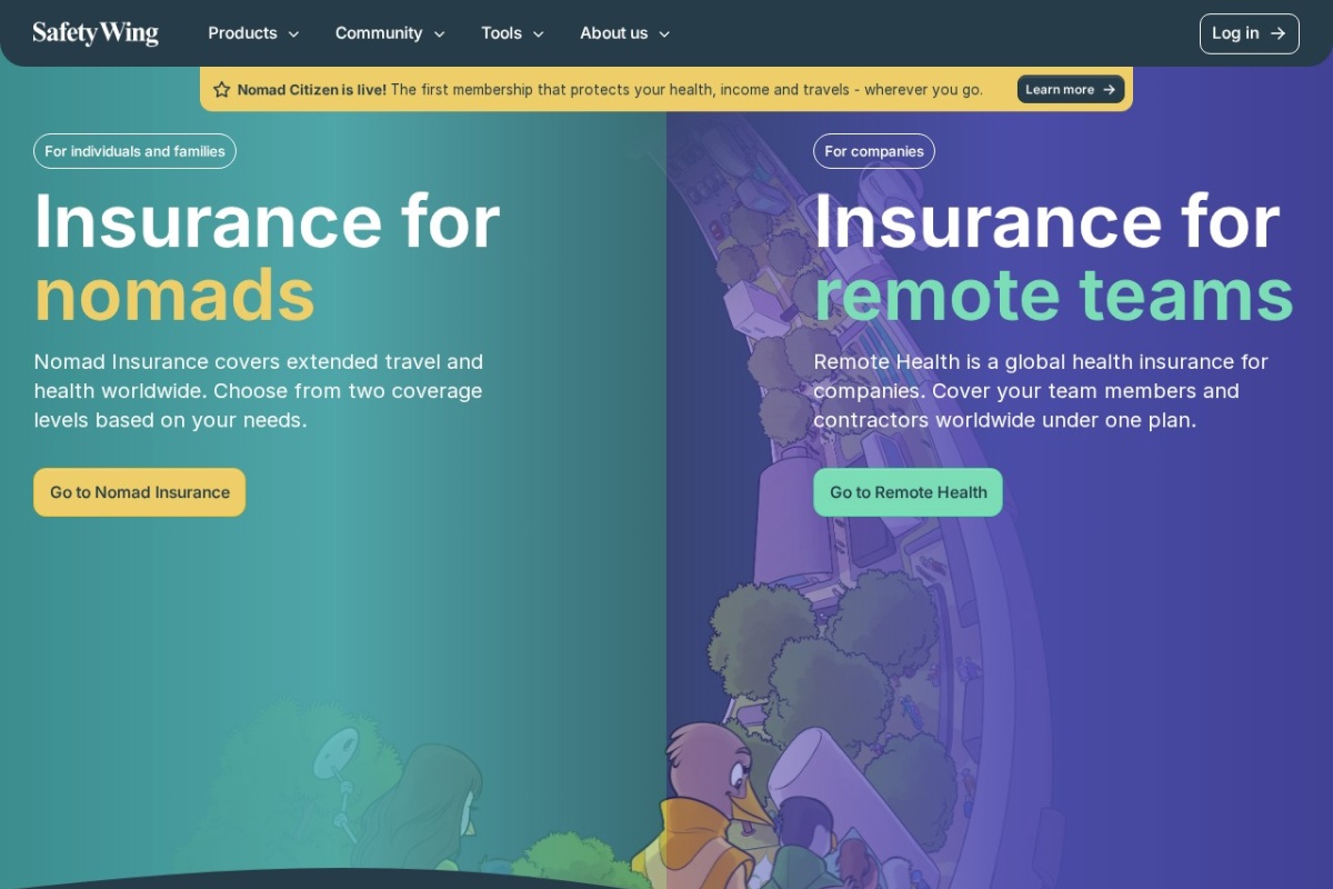 Screenshot of safetywing.com