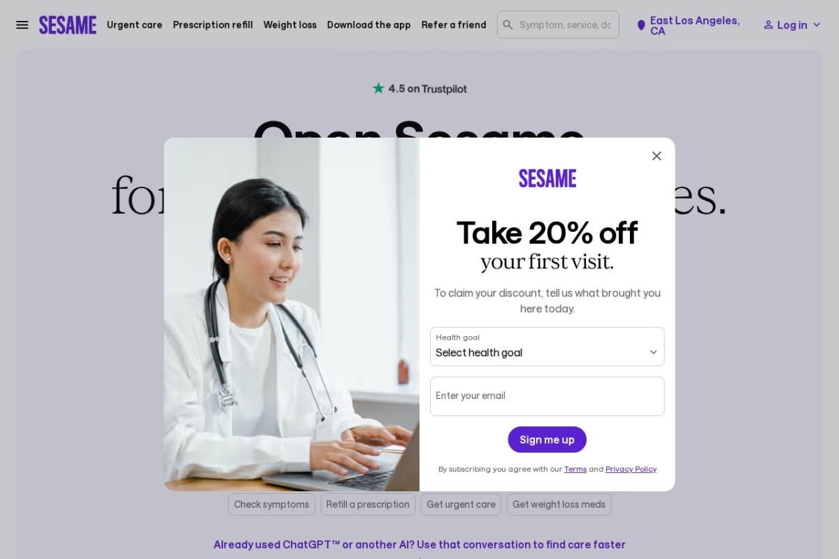 Screenshot of sesamecare.com