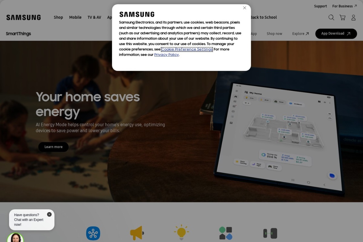 Screenshot of smartthings.com