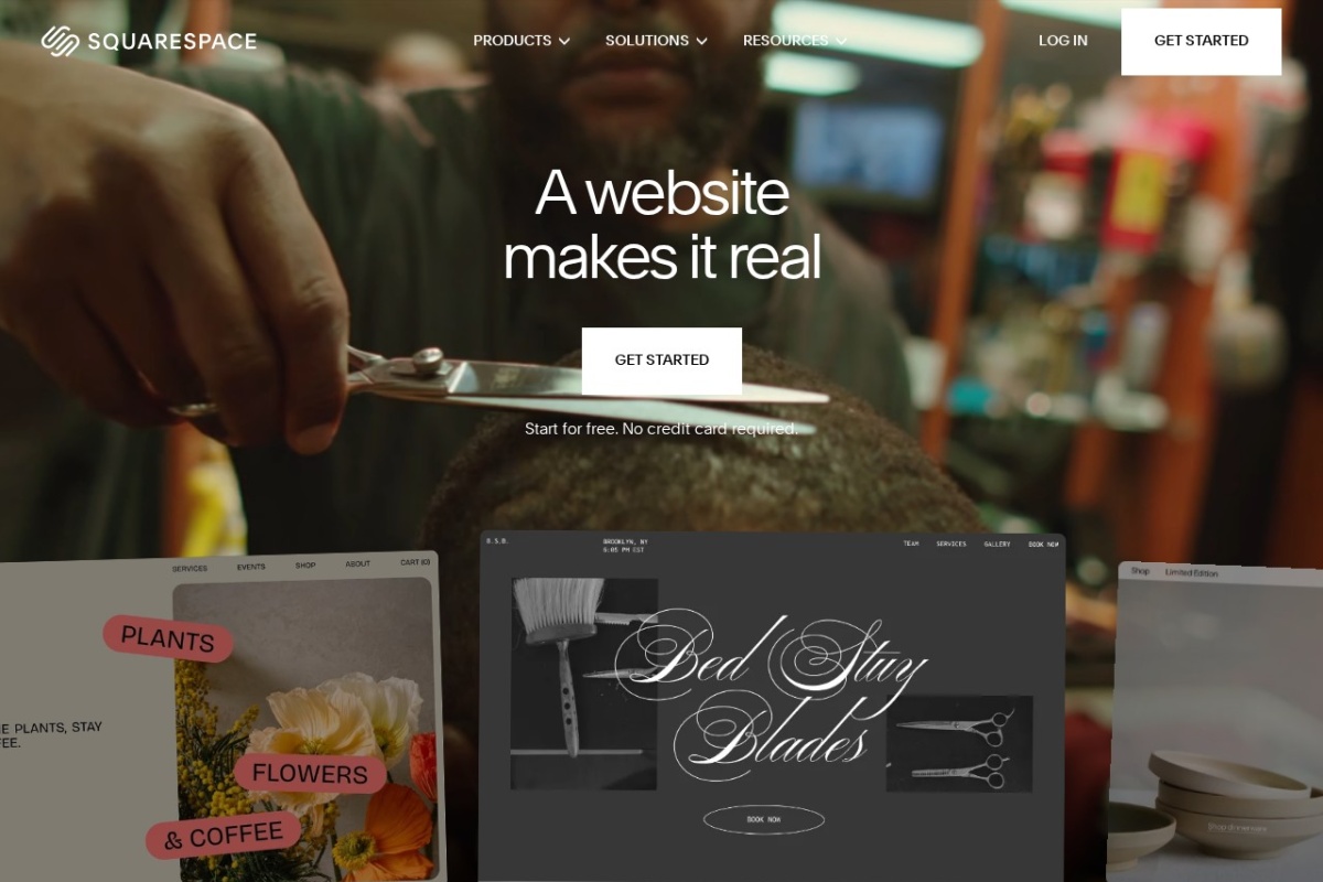 Screenshot of squarespace.com