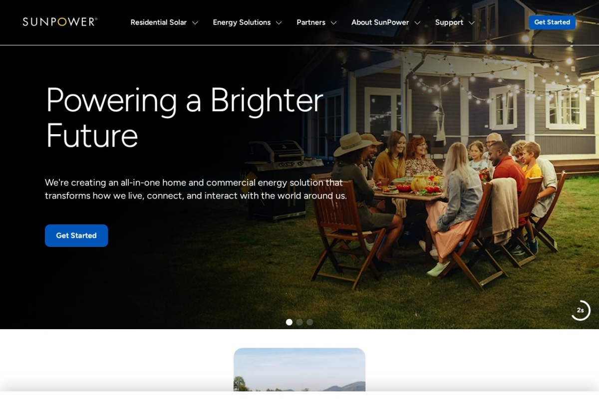 Screenshot of sunpower.com