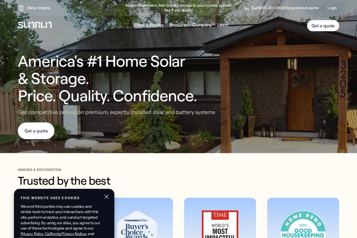 Screenshot of sunrun.com