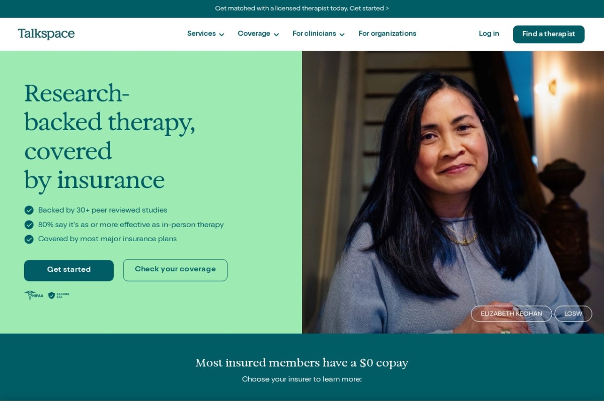 Screenshot of talkspace.com