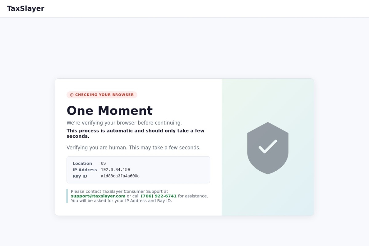 Screenshot of taxslayer.com