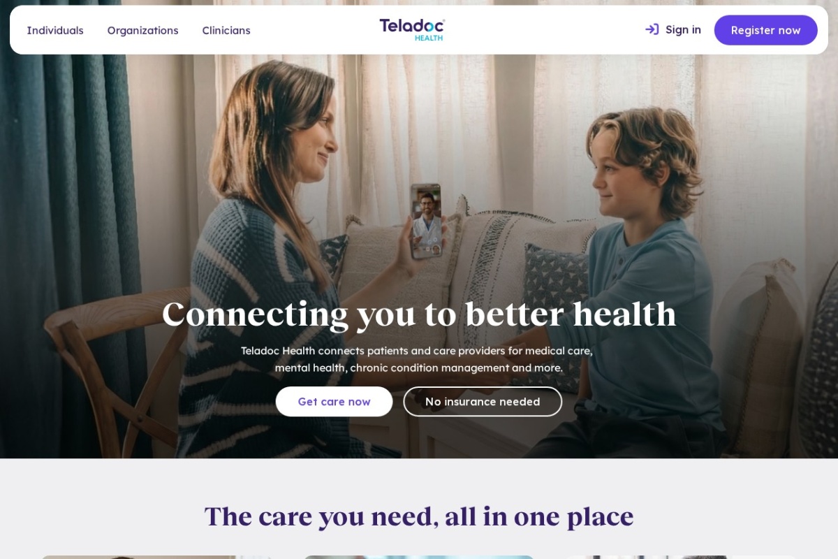 Screenshot of teladochealth.com