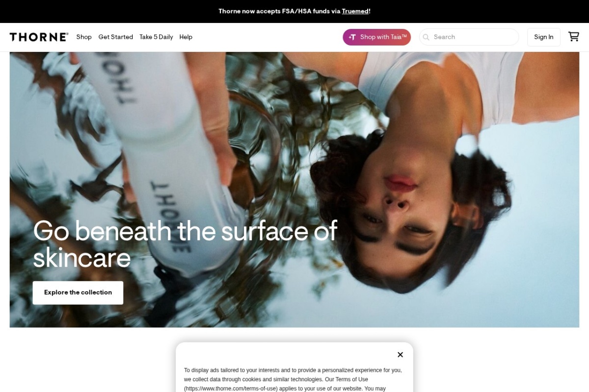 Screenshot of thorne.com