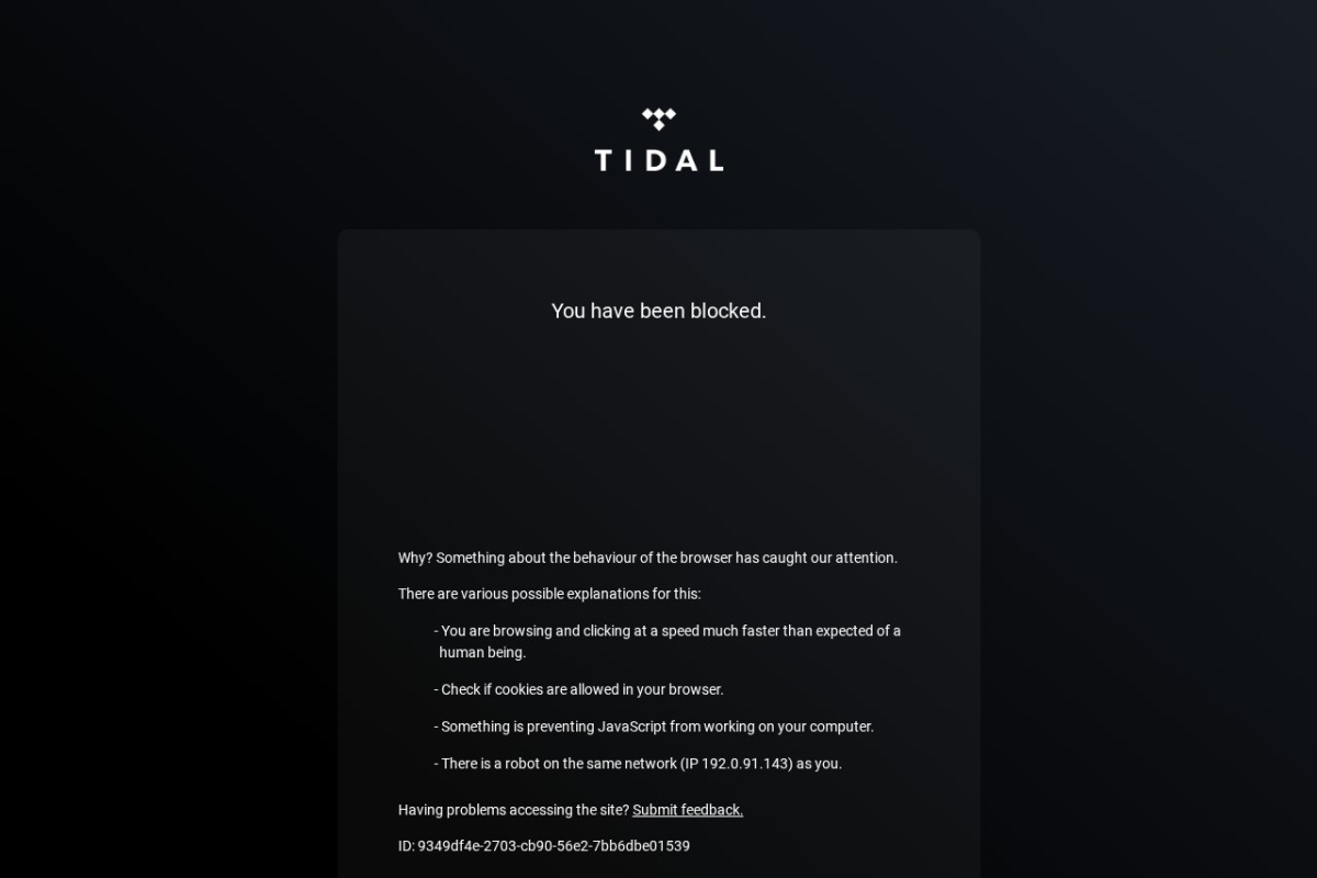 Screenshot of tidal.com