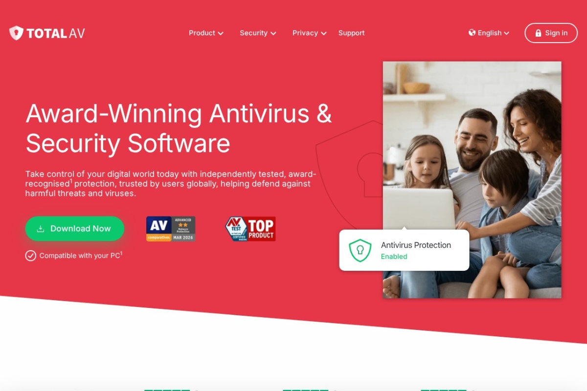Screenshot of totalav.com