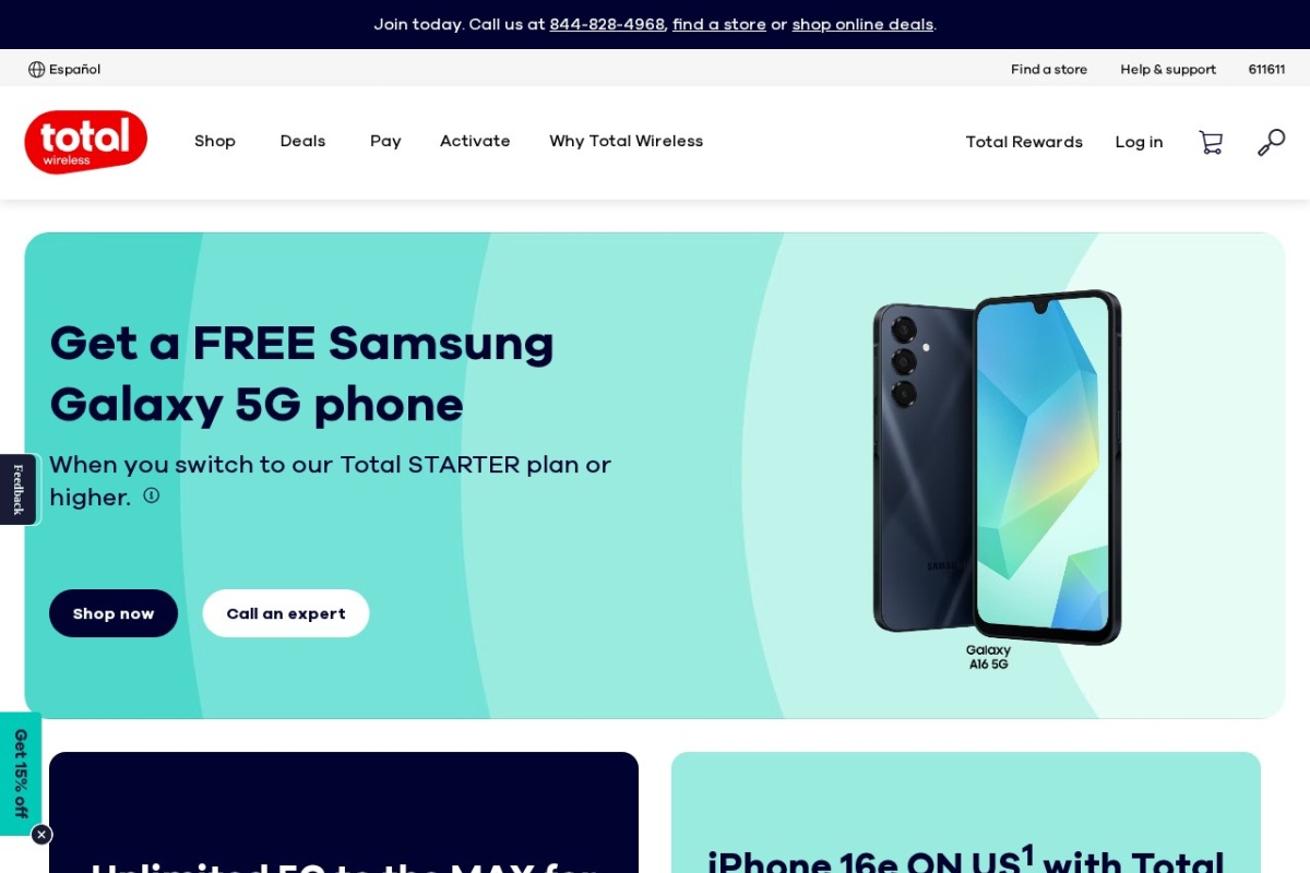 Screenshot of totalwireless.com