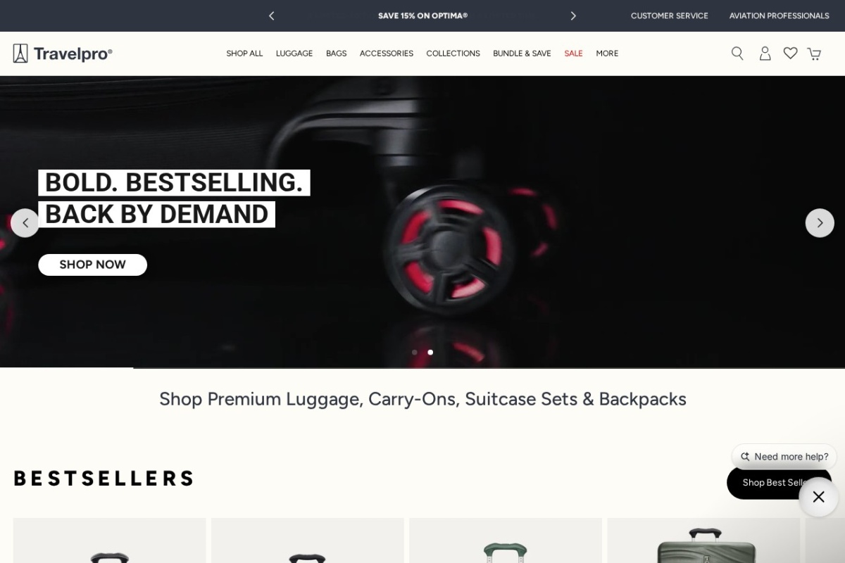 Screenshot of travelpro.com