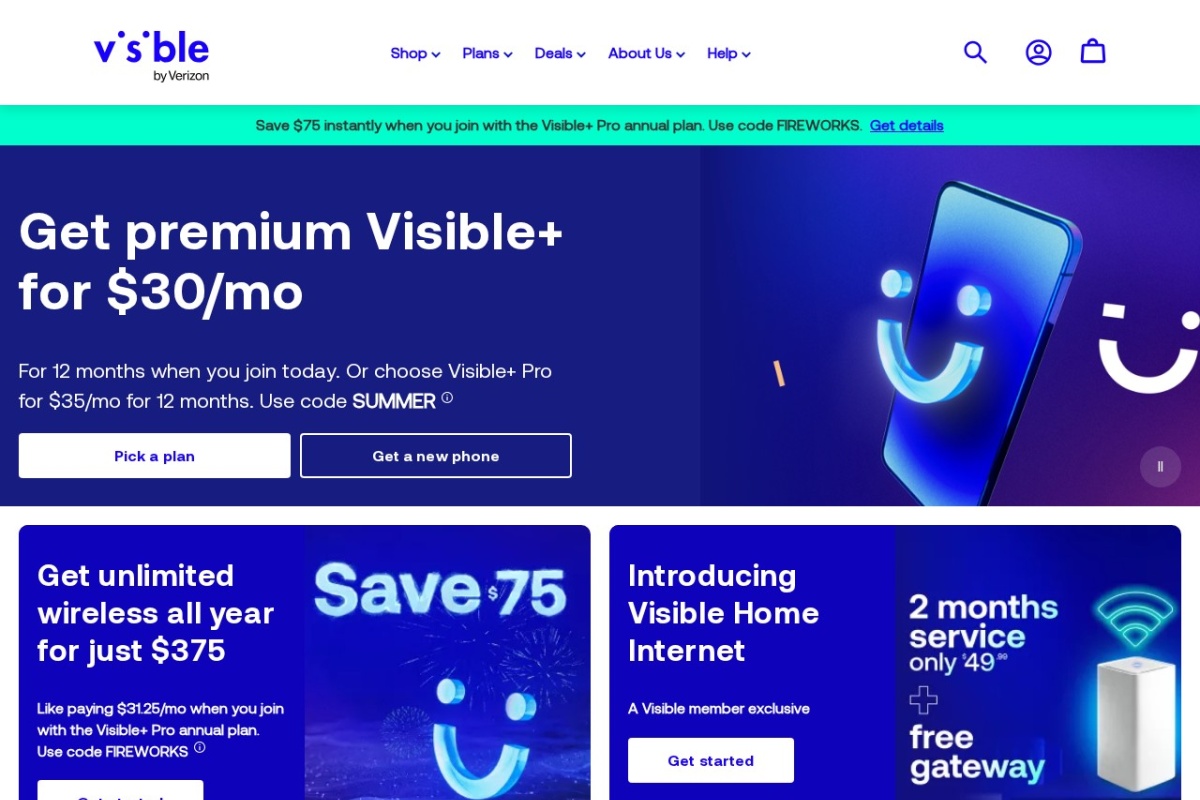 Screenshot of visible.com