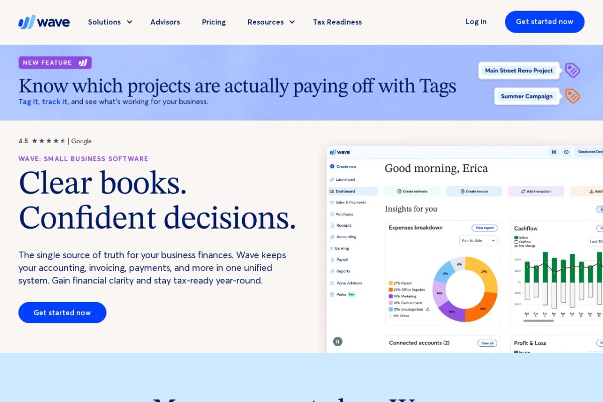 Screenshot of waveapps.com