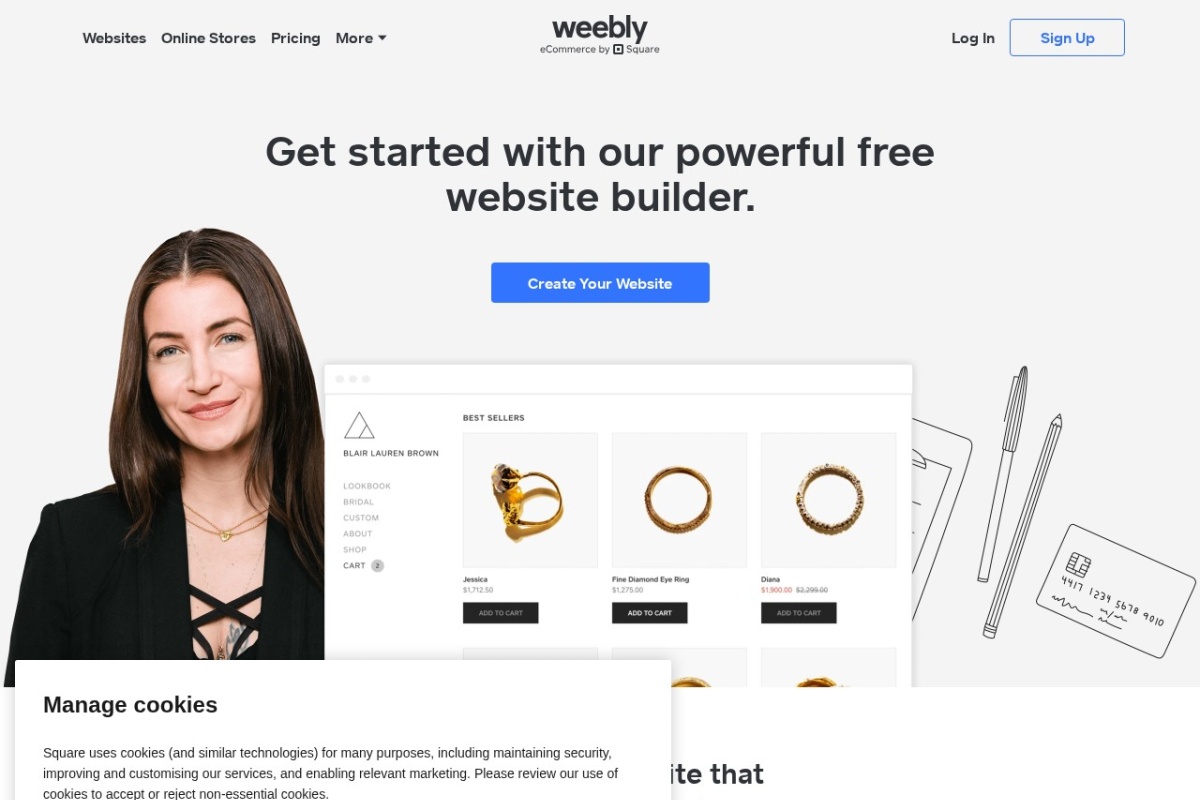 Screenshot of weebly.com