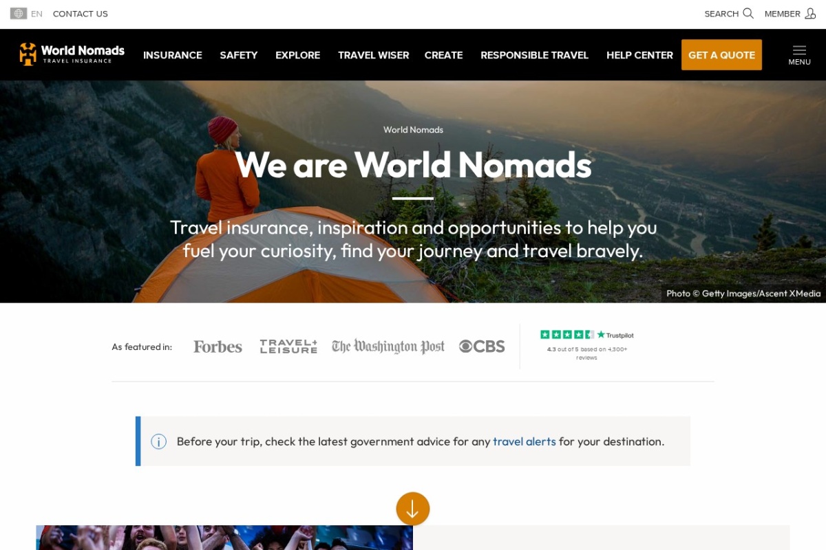 Screenshot of worldnomads.com