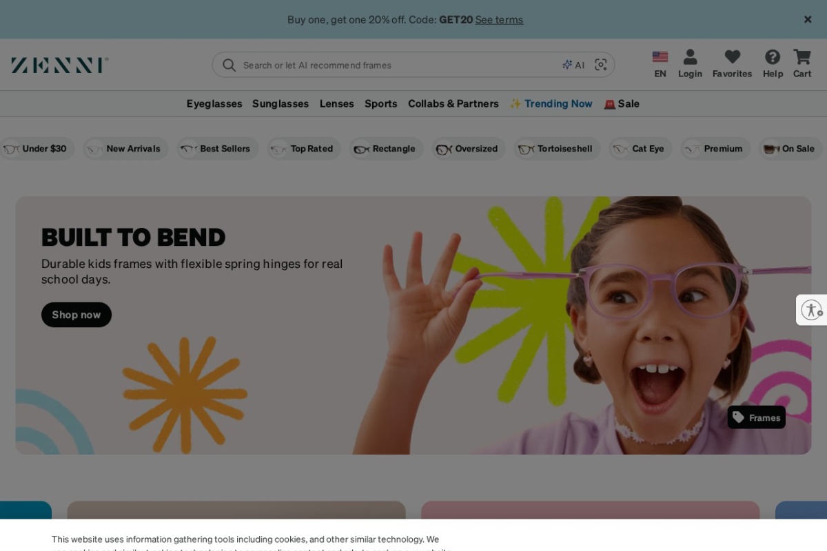 Screenshot of zennioptical.com